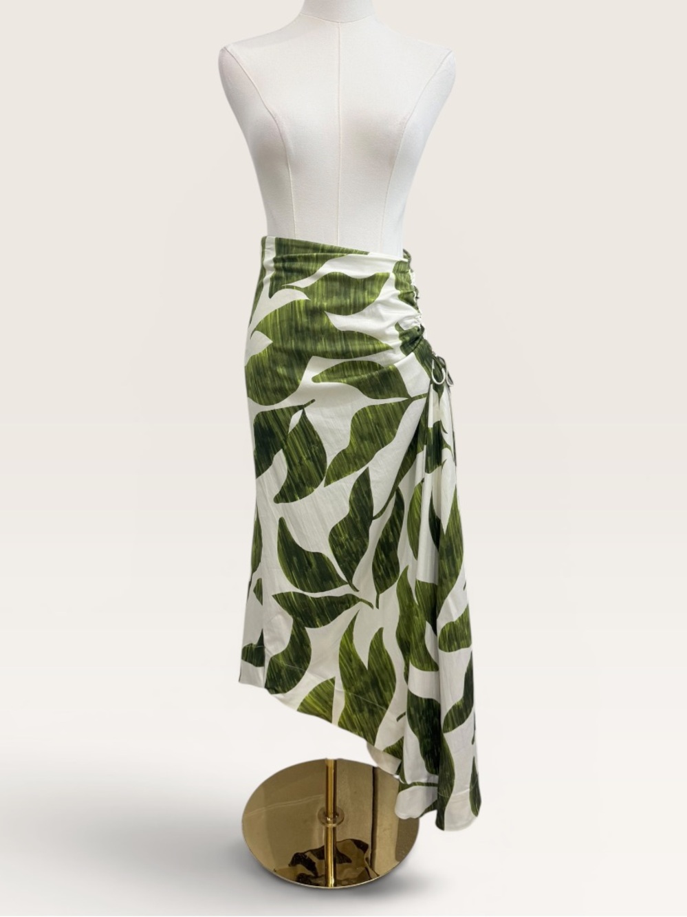 Antonio Melani M.G. Style Lyons Printed Faux Wrap Asymmetric Skirt Green Leaf - Picture 2 of 16